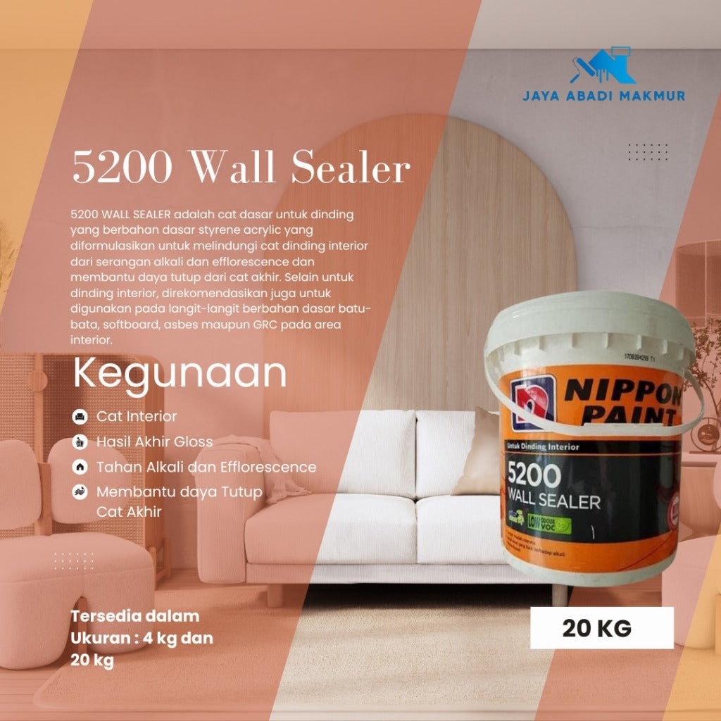 Nippon Paint 5200 Wall Sealer 20 kg / Cat Dasar Tembok Interior