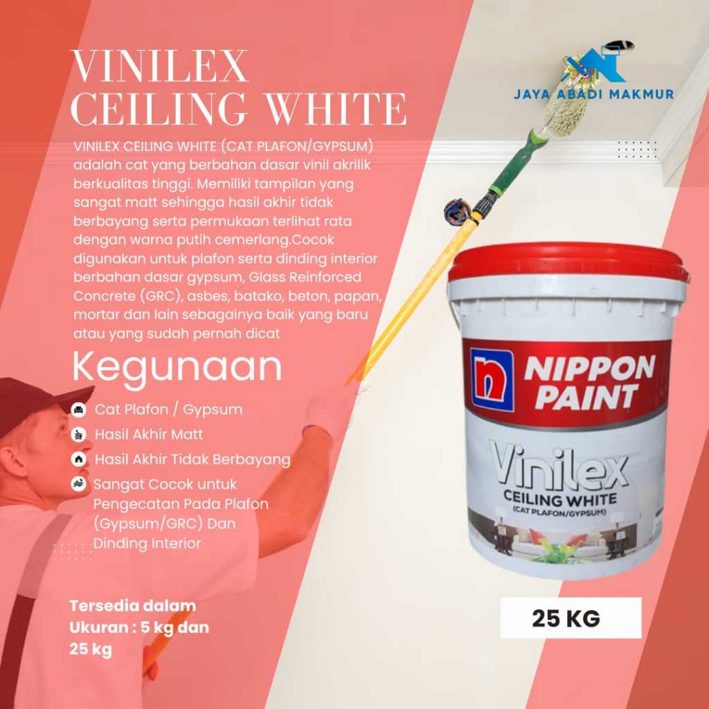Nippon Paint Vinilex Ceiling White 25 kg / Cat Plafon Gypsum