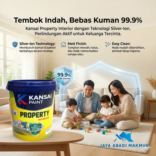 Kansai Property Interior 25 kg Cat Tembok Interior Anti Kuman Silver-Ion - Matte Mudah Dibersihkan & Tidak Berbau