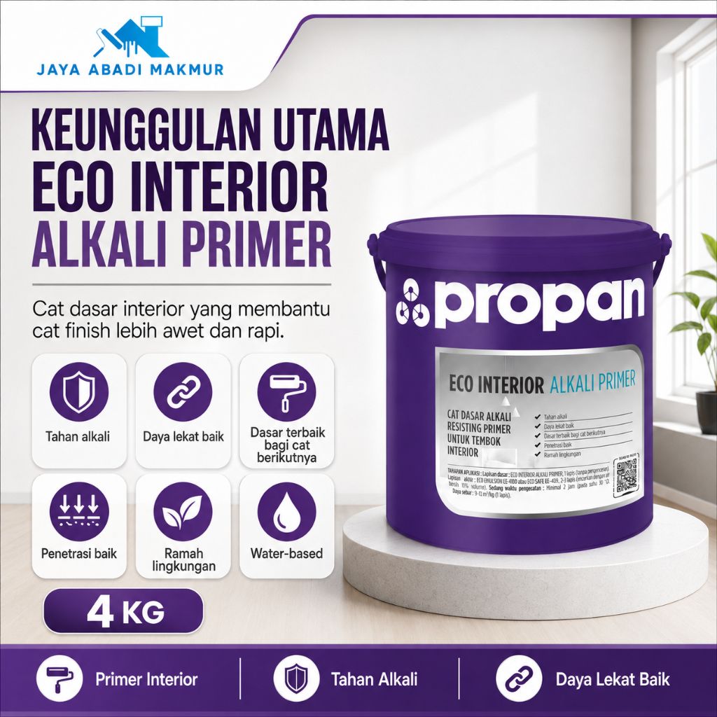 Propan Eco Interior Alkali Primer 4 KG Cat Dasar Tembok Dalam Rumah Anti Alkali