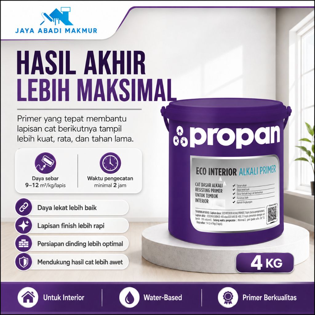 Propan Eco Interior Alkali Primer 4 KG Cat Dasar Tembok Dalam Rumah Anti Alkali