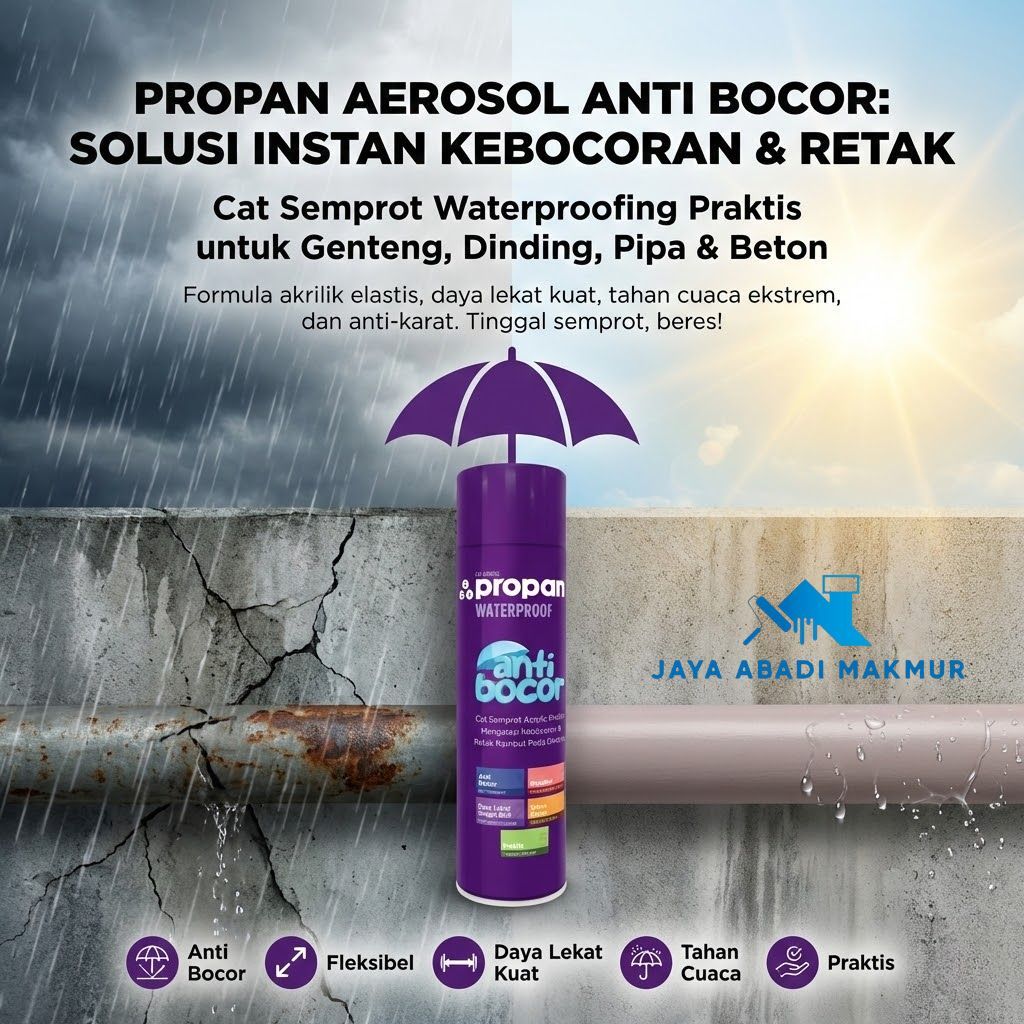 Aerosol Anti Bocor Waterproofing Spray 600ml - Cat Semprot Tambal Atap Genteng Dak Beton Pipa Besi PVC