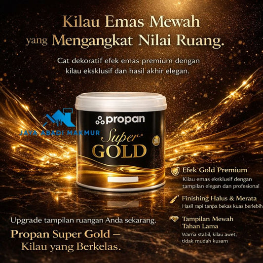 Cat Emas Mewah Propan Super Gold SG-07 WB Gold 1230 0.9 Liter Cat Gold Kilau Asli Tahan Cuaca untuk Interior & Eksterior / Cat Emas Waterbased