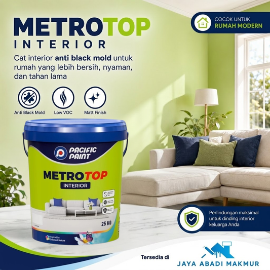 Cat Tembok Interior Metrotop Pacific Paint 25 Kg Anti Jamur Low VOC