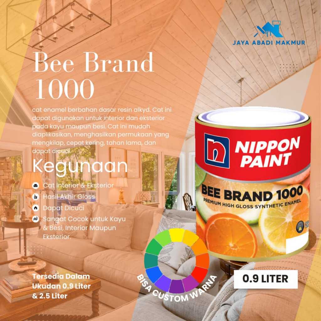 Nippon Paint Bee Brand 1000 0.9 Liter / Cat Kayu dan Besi / Warna Ready Pack