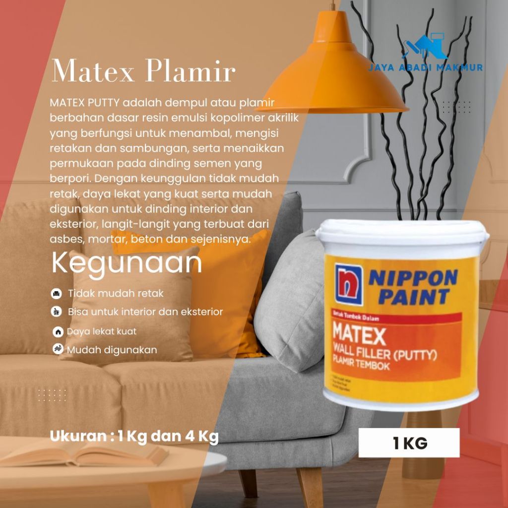 Nippon Paint Matex Wall Filler (Putty) Warna Super White / Plamir Tembok Interior
