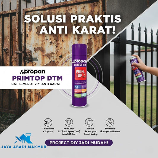 Propan AEROSOL PRIMTOP DTM Anti Karat 2 in 1 - Cat Semprot Besi & Galvanis Tanpa Thinner (600ml)