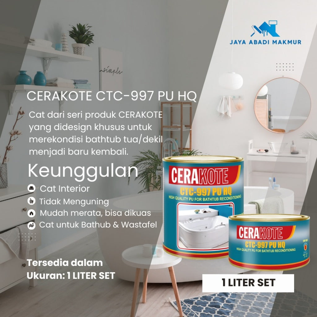 Propan Cerakote CTC 997 Warna Putih 1 Liter Set / Cat Bathtub Wastafel