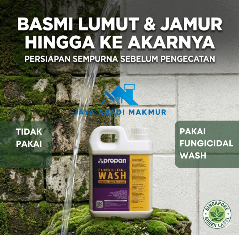 PROPAN Fungicidal Wash 1 Liter – Pembersih Lumut & Jamur Batu Alam, Tembok & Beton | Anti Lumut Permanen | Persiapan Cat & Coating