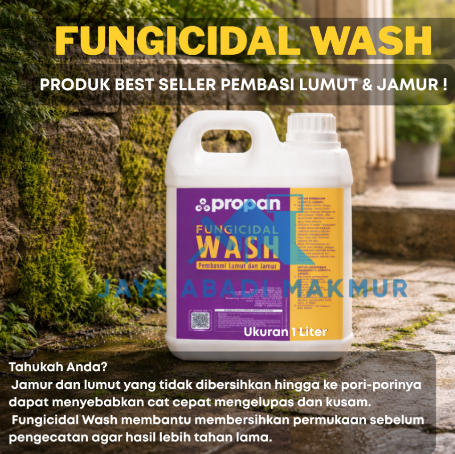 PROPAN Fungicidal Wash 1 Liter – Pembersih Lumut & Jamur Batu Alam, Tembok & Beton | Anti Lumut Permanen | Persiapan Cat & Coating