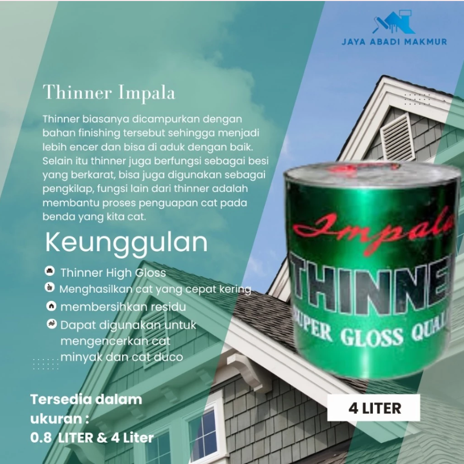 Thinner Impala Pengencer Cat Kayu Besi & Politur - Cairan Thinner Cepat Kering & Anti Gumpal