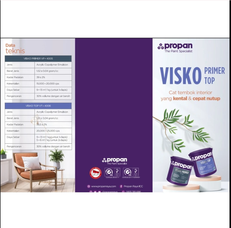 Propan Visko Primer VP-4005 21 kg Cat Dasar Interior Kental - Teknologi Jerman RPS - Spesialis Dinding & Plafon
