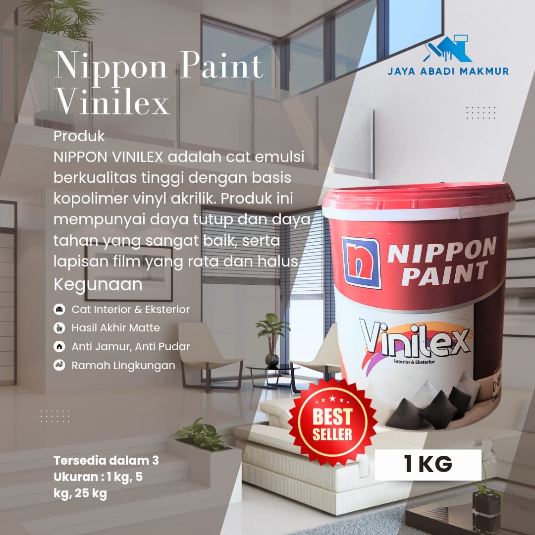 Nippon Paint Vinilex 1 kg Cat Tembok Interior dan Eksterior / Warna Ready Pack