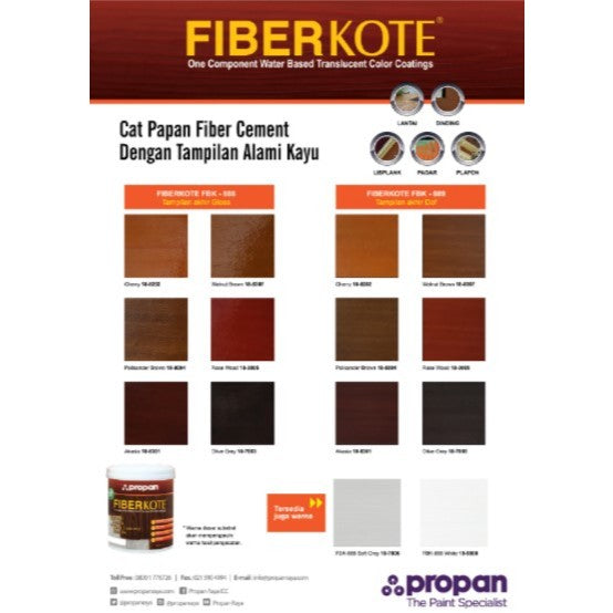 Propan Fiberkote FBK 888 889 Cat Fiber Cement Kayu Gloss Dof 1L 2.5L / Warna Ready Pack