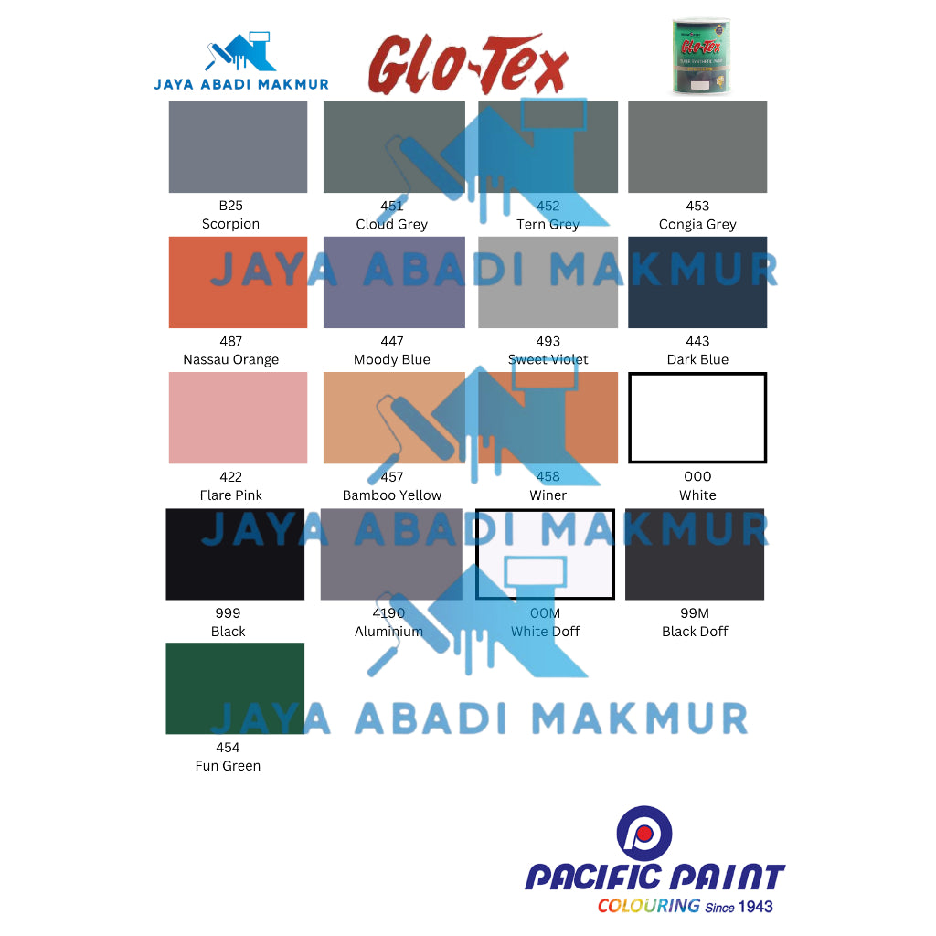 Pacific Paint  GLOTEX Cat Kayu & Besi [0.9L] Super Synthetic - Cat Minyak Mengkilap Cepat Kering & Tahan Cuacai / Warna Ready Pack