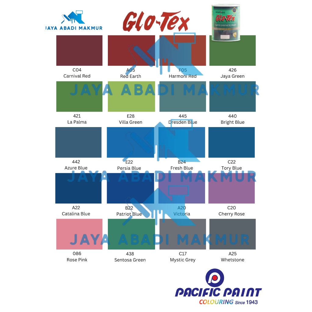 Pacific Paint  GLOTEX Cat Kayu & Besi [0.9L] Super Synthetic - Cat Minyak Mengkilap Cepat Kering & Tahan Cuacai / Warna Ready Pack