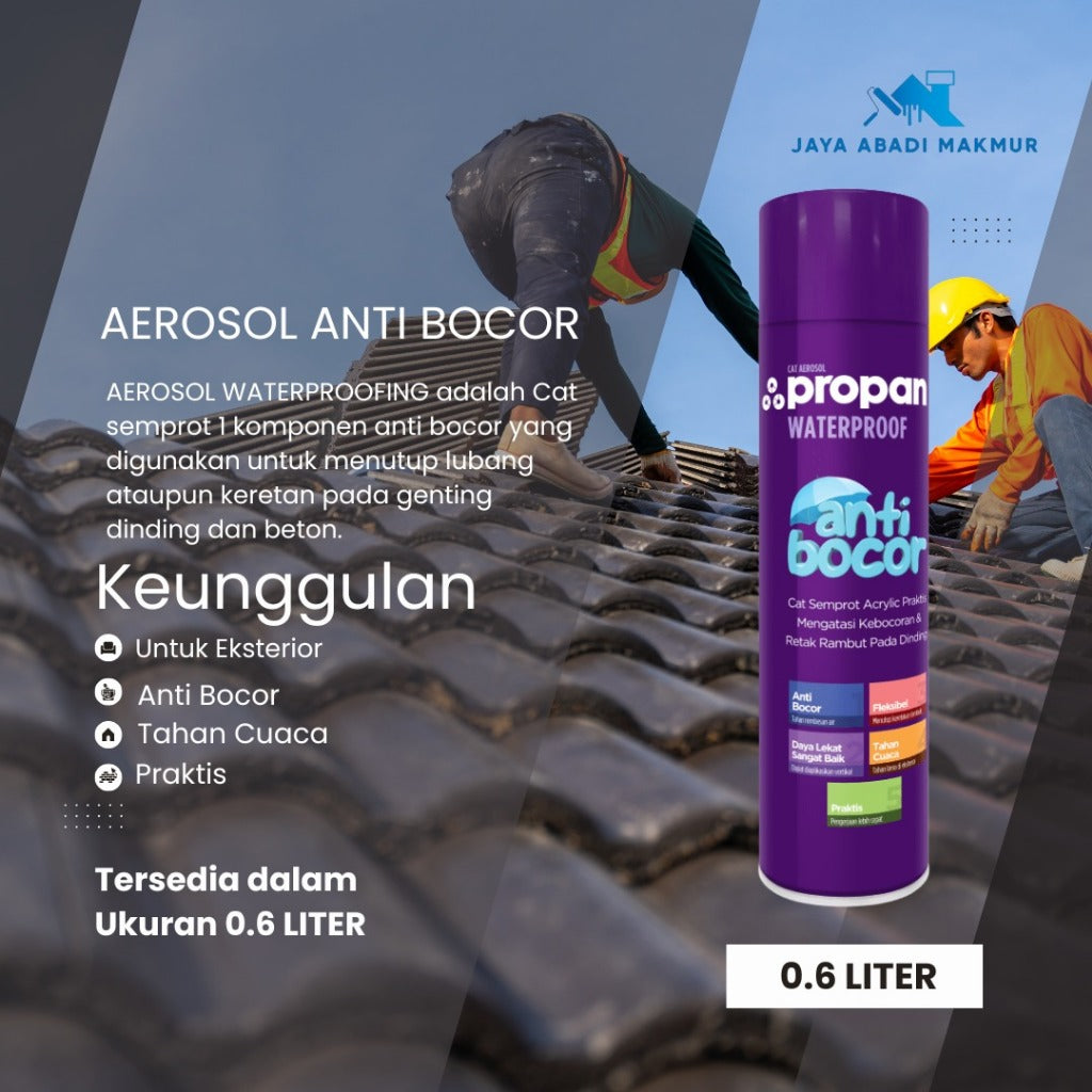 Aerosol Anti Bocor Waterproofing Spray 600ml - Cat Semprot Tambal Atap Genteng Dak Beton Pipa Besi PVC