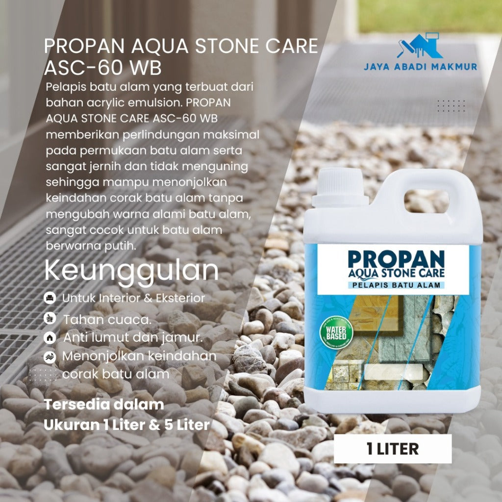 PROPAN Aqua Stone Care ASC-60 WB (1L) Cat Pelapis Batu Alam Putih Anti Kuning & Lumut - Water Based Coating Clear Natural