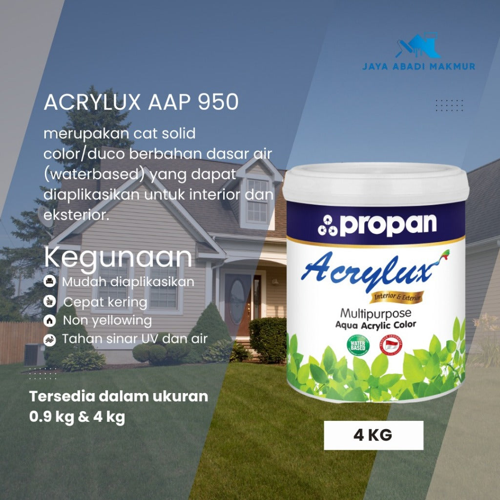 Propan ACRYLUX Cat Duco Waterbased Interior Eksterior Kayu Besi Serbaguna 0.9 kg / Cat Dasar Duco Waterbased