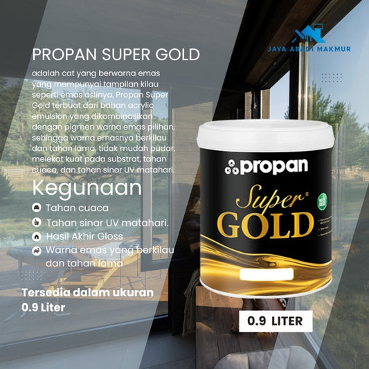 Cat Emas Mewah Propan Super Gold SG-07 WB Gold 1230 0.9 Liter Cat Gold Kilau Asli Tahan Cuaca untuk Interior & Eksterior / Cat Emas Waterbased