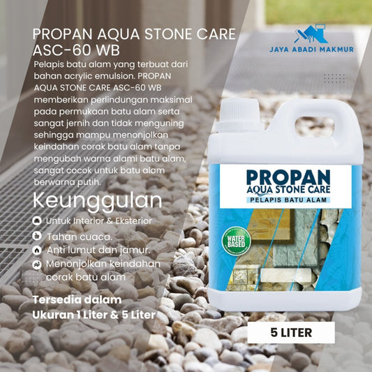 PROPAN Aqua Stone Care ASC-60 WB (1L) Cat Pelapis Batu Alam Putih Anti Kuning & Lumut - Water Based Coating Clear Natural