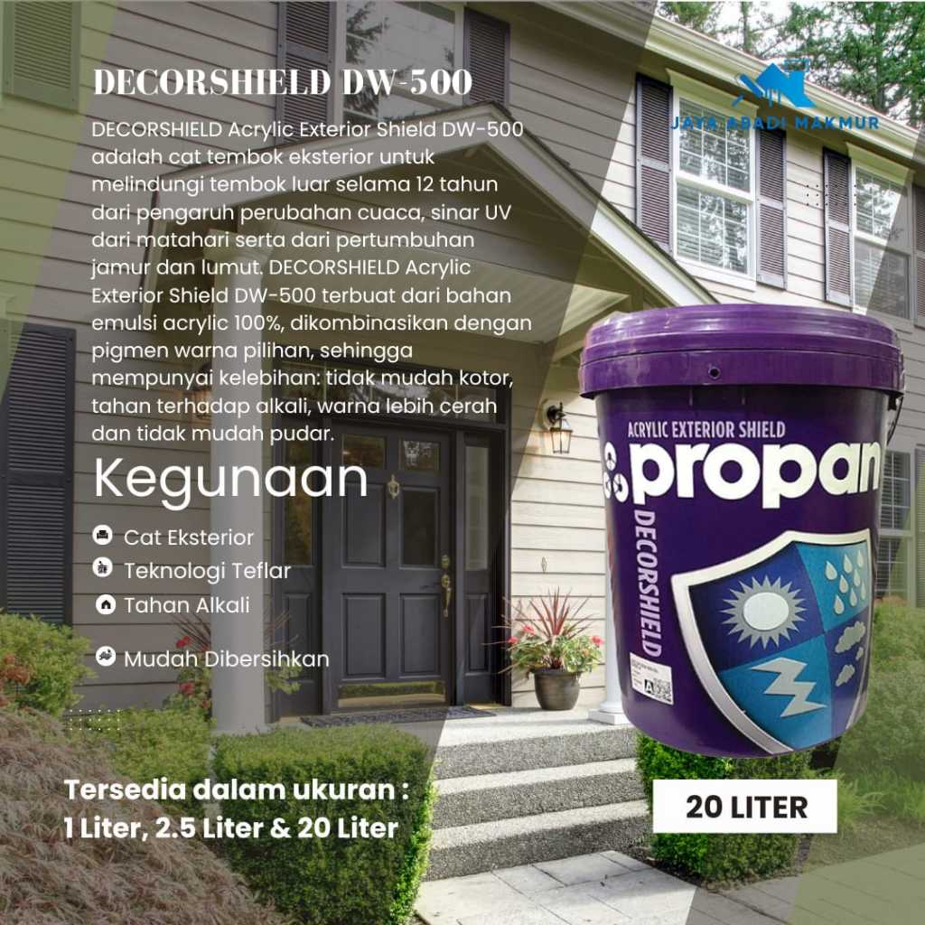 Propan DECORSHIELD DW-500 Cat Tembok Eksterior  20 Liter - Katalog Propan 1232 Colour Fashion - Et 3