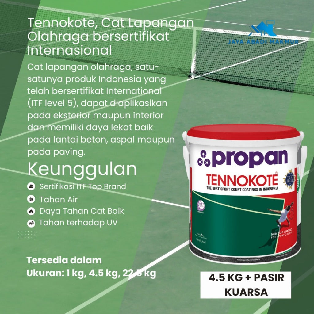 Propan Tennokote TNK-1000 4.5 kg + Pasir Kuarsa / Cat Lapangan Olahraga / Warna Ready Pack