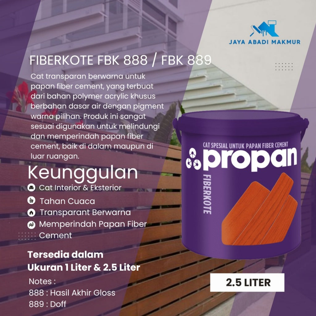 Propan Fiberkote FBK 888 889 Cat Fiber Cement Kayu Gloss Dof 1L 2.5L / Warna Ready Pack