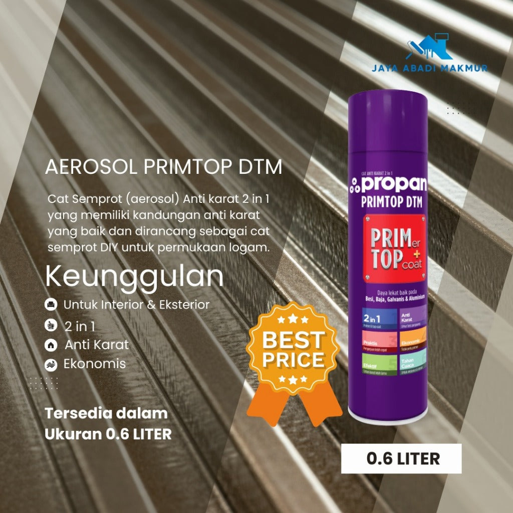 Propan AEROSOL PRIMTOP DTM Anti Karat 2 in 1 - Cat Semprot Besi & Galvanis Tanpa Thinner (600ml)