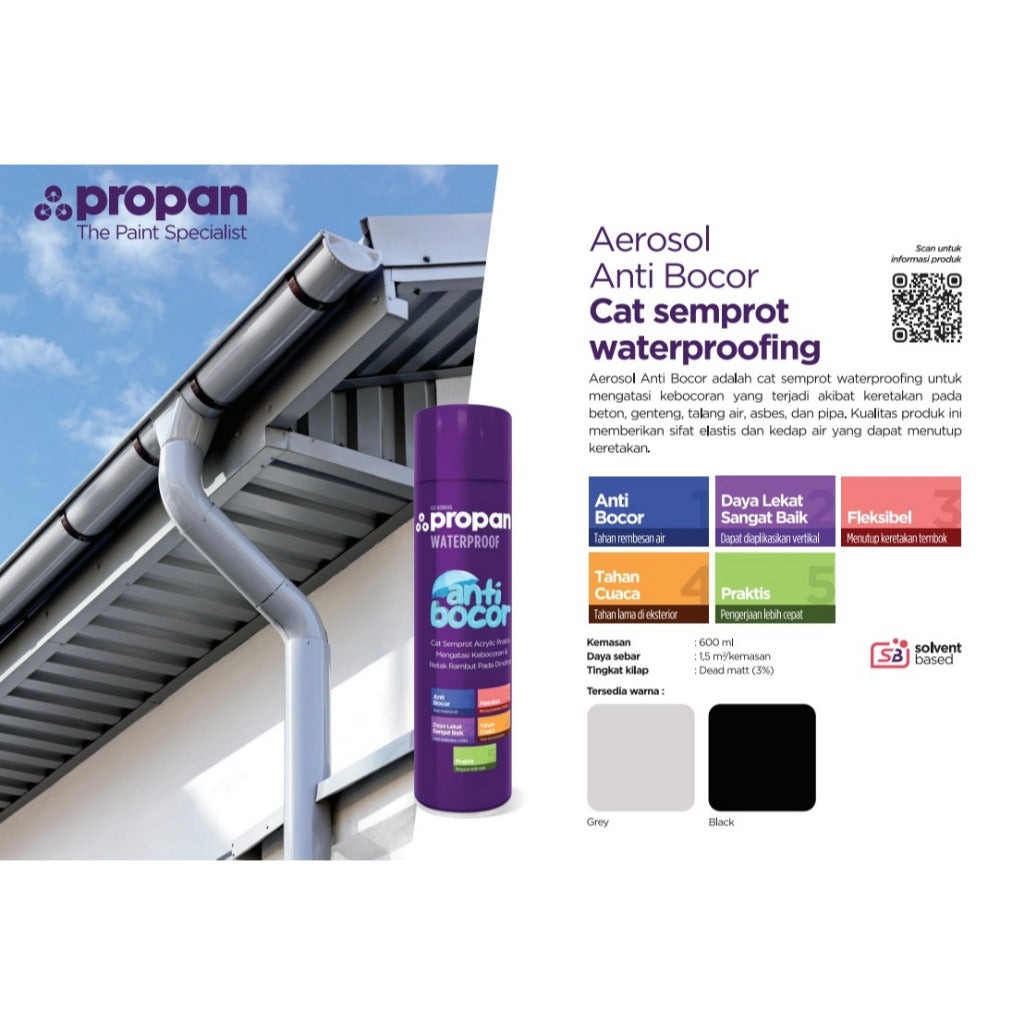 Aerosol Anti Bocor Waterproofing Spray 600ml - Cat Semprot Tambal Atap Genteng Dak Beton Pipa Besi PVC