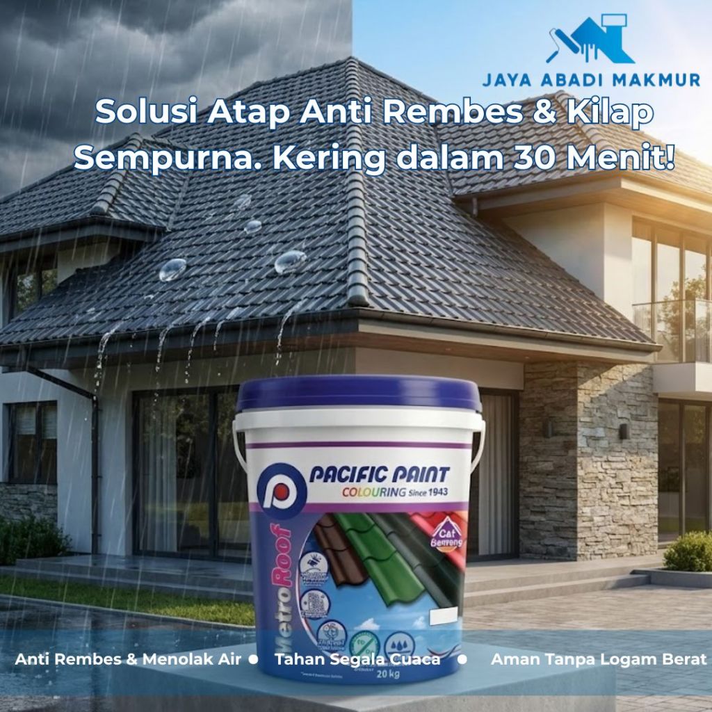 Pacific Paint MetroRoof Cat Genteng Anti Bocor & Lumut 4 kg - Semi Kilap Etalase 2