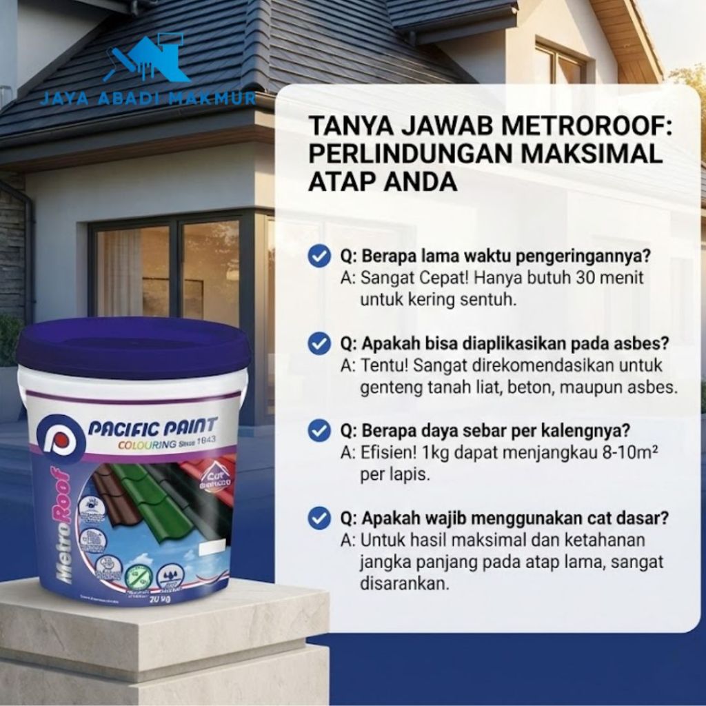Pacific Paint MetroRoof Cat Genteng Anti Bocor & Lumut 4 kg - Semi Kilap Etalase 2