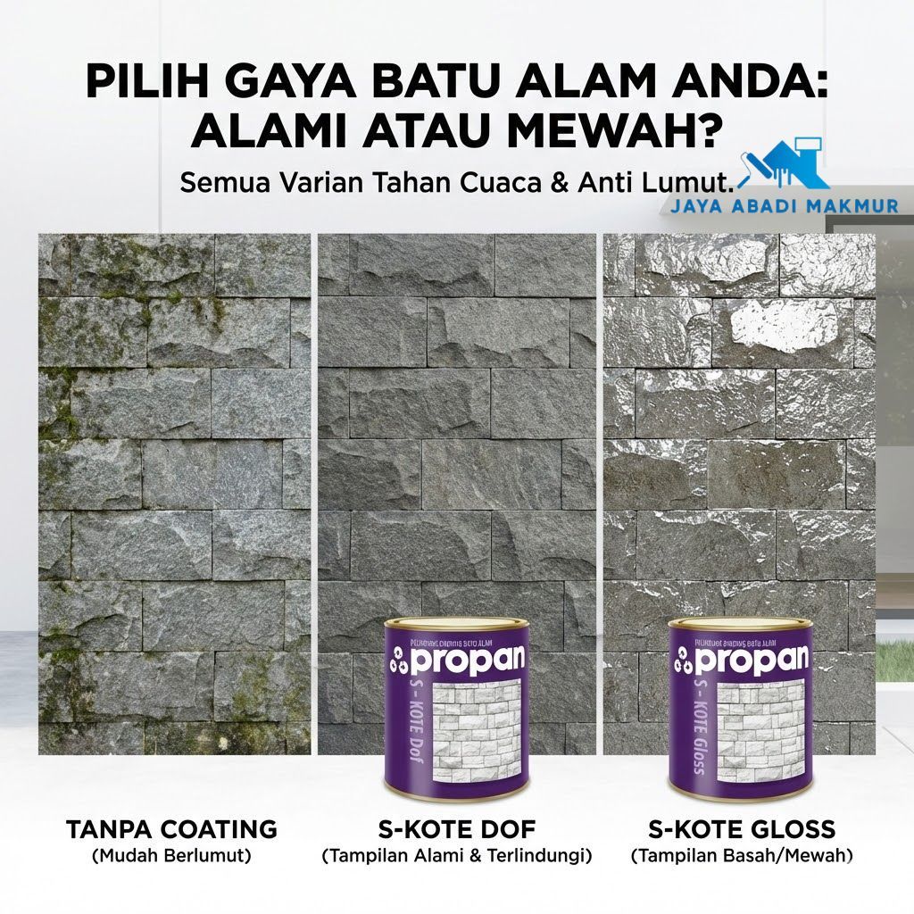 PROPAN 0.9L  S-KOTE Cat Batu Alam  Candi  Bata - Coating Pelindung Anti Lumut & Jamur [Gloss  Doff]