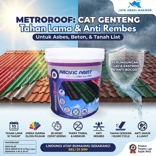 Pacific Paint MetroRoof Cat Genteng Anti Bocor & Lumut 4 kg - Semi Kilap Etalase 2