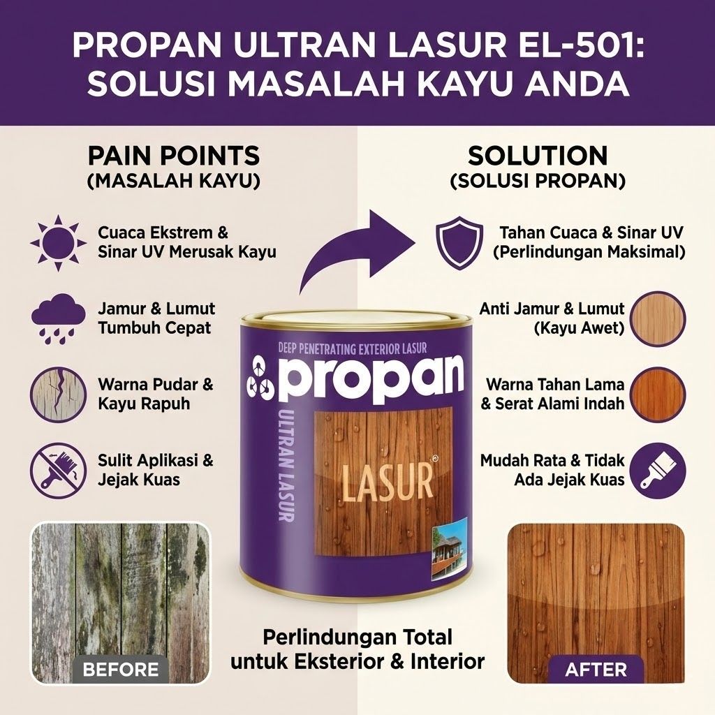 PROPAN Ultran Lasur EL-501 1 Liter Cat Kayu Eksterior Anti UV Jamur