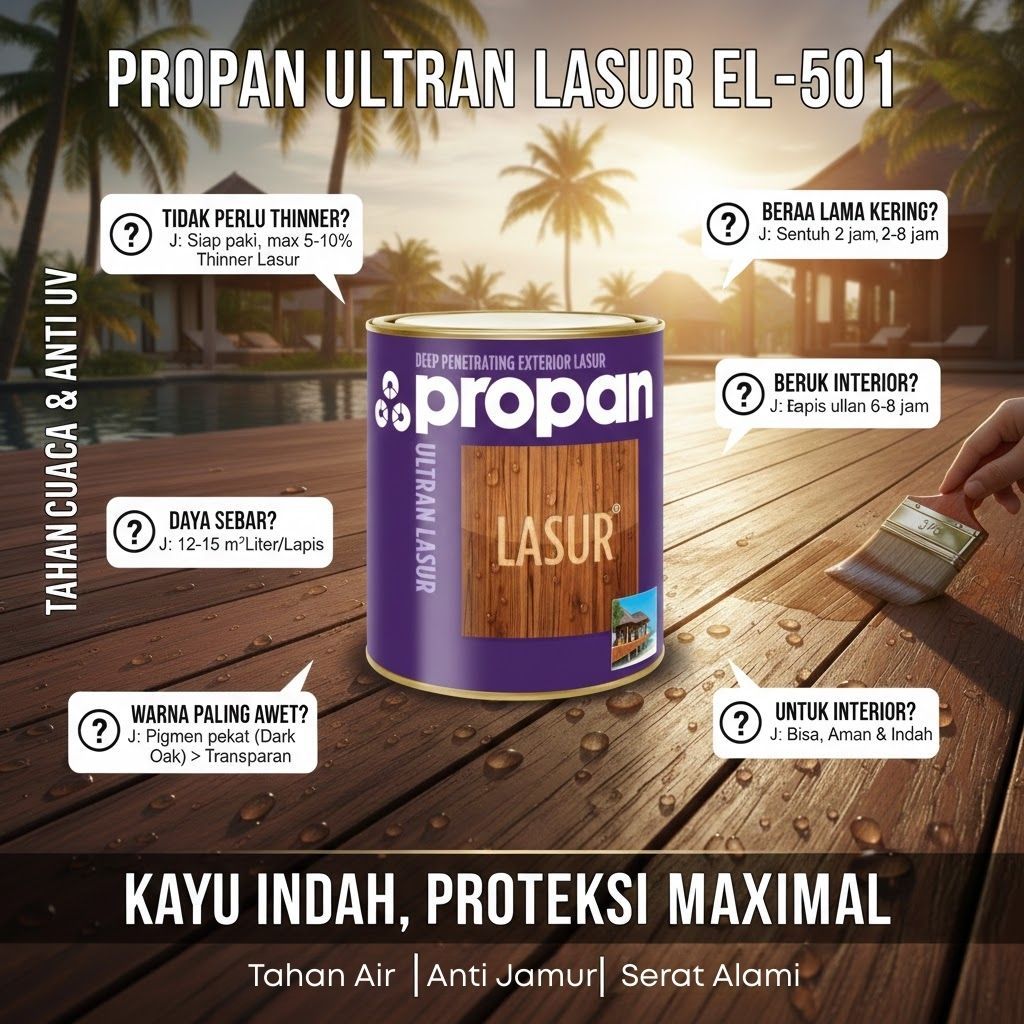PROPAN Ultran Lasur EL-501 1 Liter Cat Kayu Eksterior Anti UV Jamur