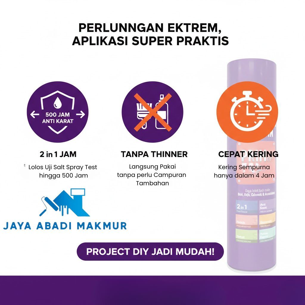 Propan AEROSOL PRIMTOP DTM Anti Karat 2 in 1 - Cat Semprot Besi & Galvanis Tanpa Thinner (600ml)