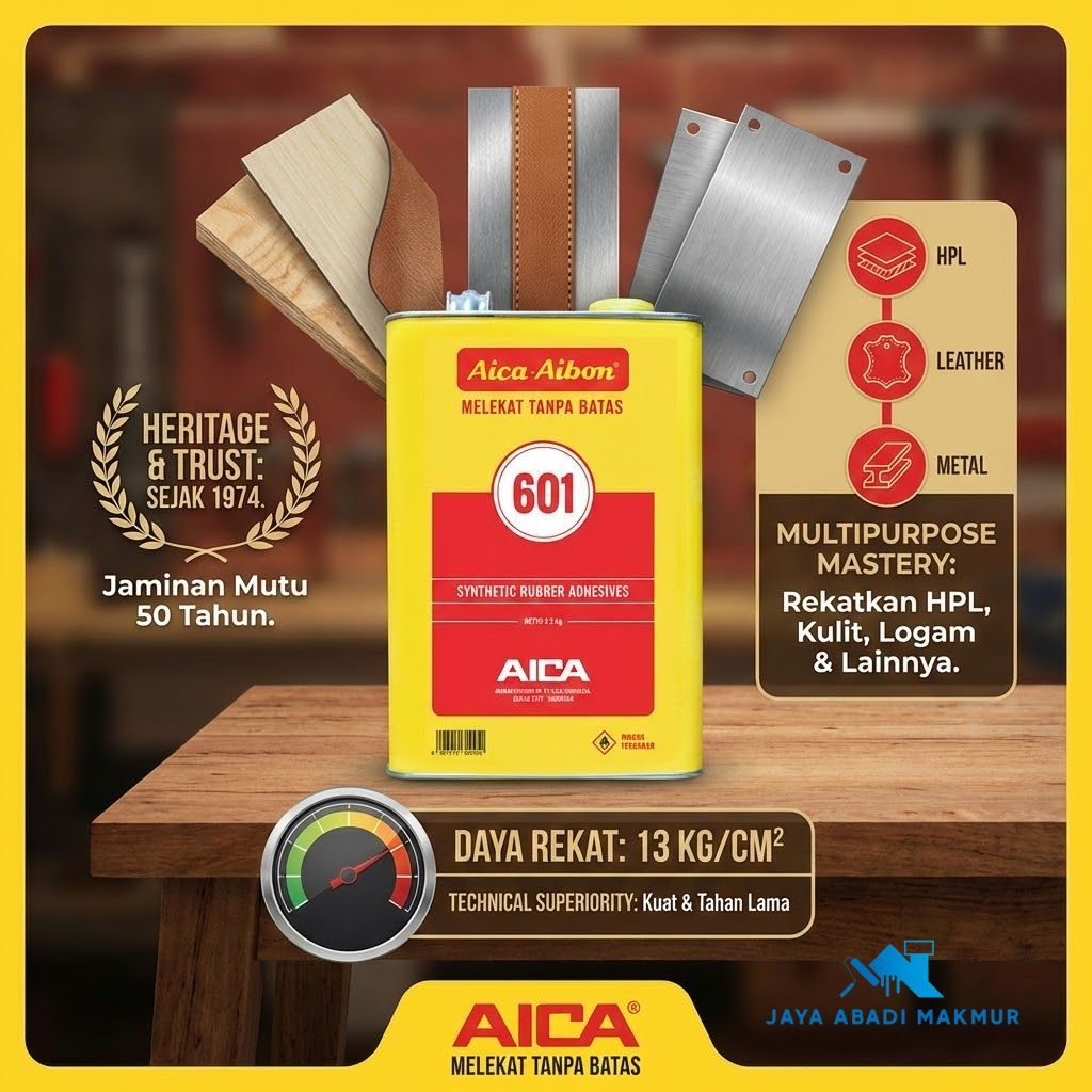 Lem Aica Aibon 601 Asli 300/700/2.5 kg - Lem Kuning Perekat HPL Kayu Kulit Spons & Logam - Super Kuat Japan Quality