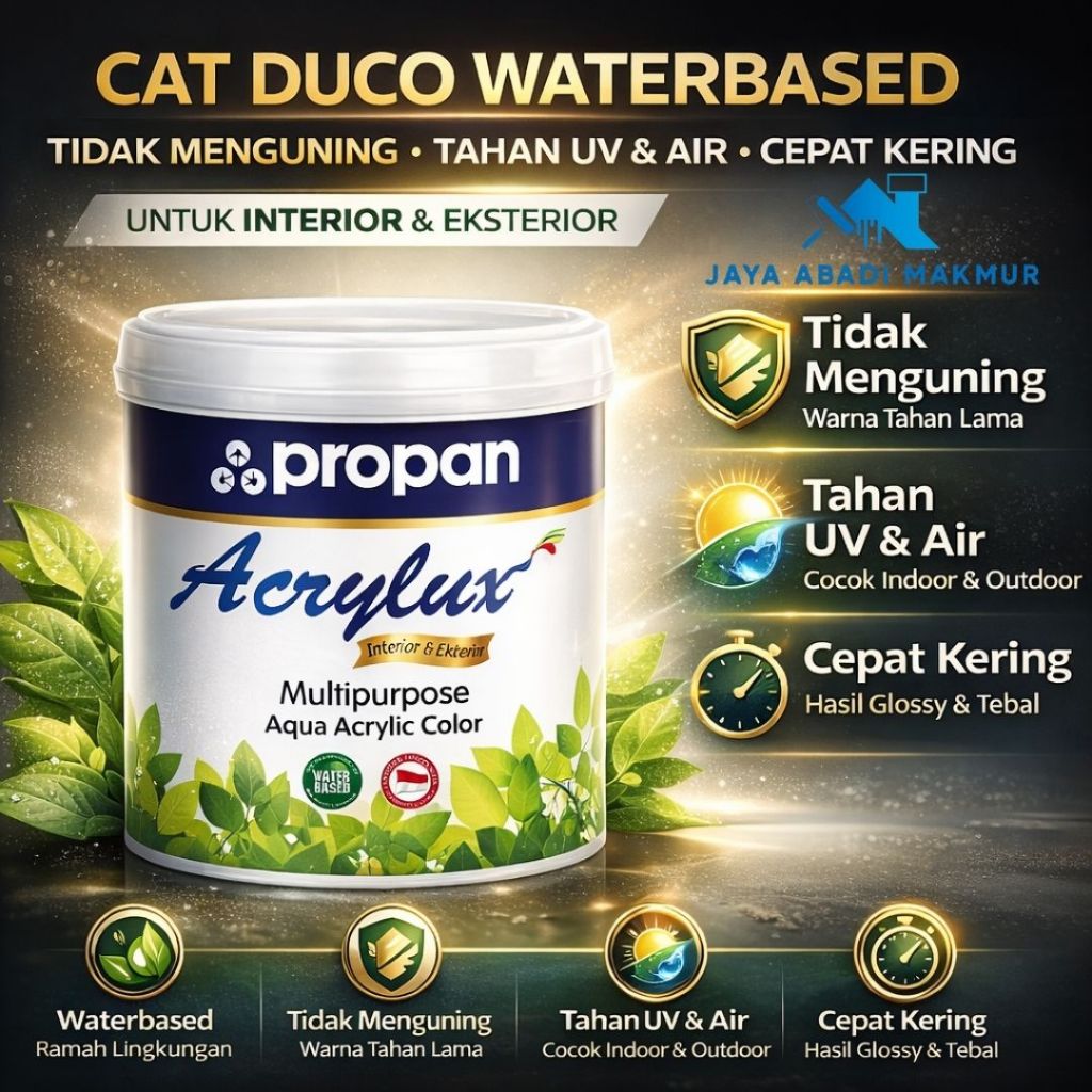 Propan ACRYLUX Cat Duco Waterbased Interior Eksterior Kayu Besi Serbaguna 0.9 kg / Cat Dasar Duco Waterbased