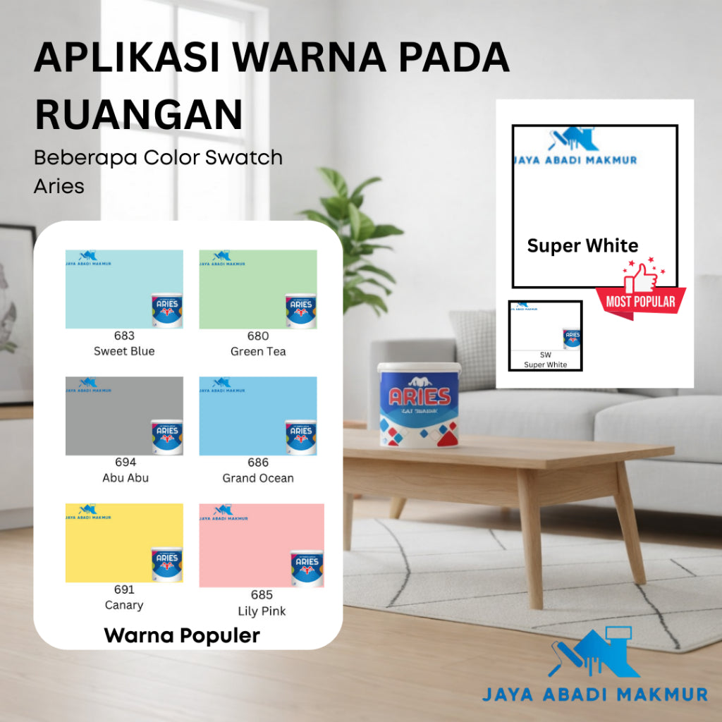 Aries Cat Tembok Interior Ekonomis 20  kg  - Cat Dinding Murah Cepat Kering