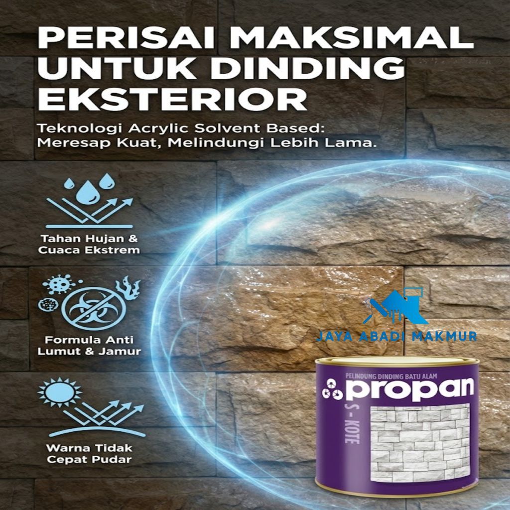 PROPAN 0.9L  S-KOTE Cat Batu Alam  Candi  Bata - Coating Pelindung Anti Lumut & Jamur [Gloss  Doff]