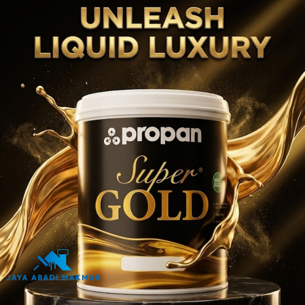 Cat Emas Mewah Propan Super Gold SG-07 WB Gold 1230 0.9 Liter Cat Gold Kilau Asli Tahan Cuaca untuk Interior & Eksterior / Cat Emas Waterbased