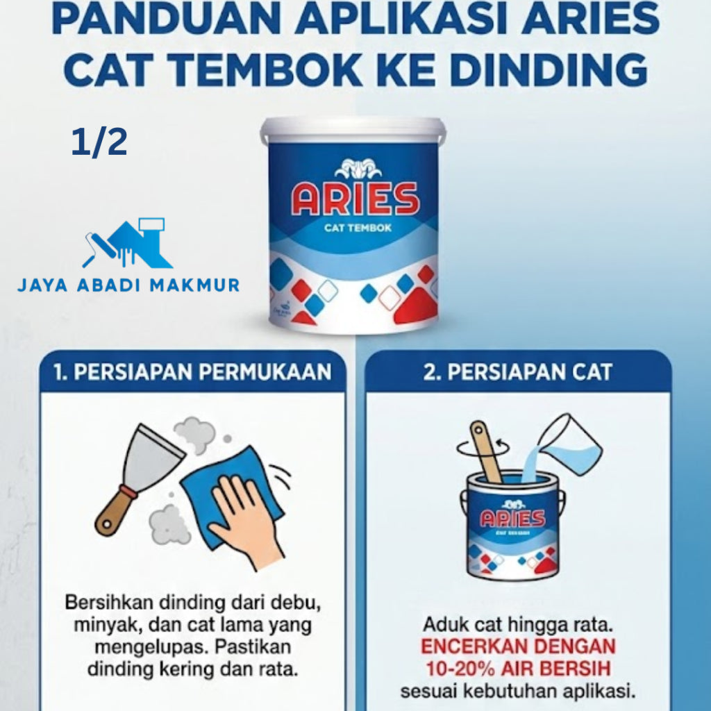 Aries Cat Tembok Interior Ekonomis 20  kg  - Cat Dinding Murah Cepat Kering