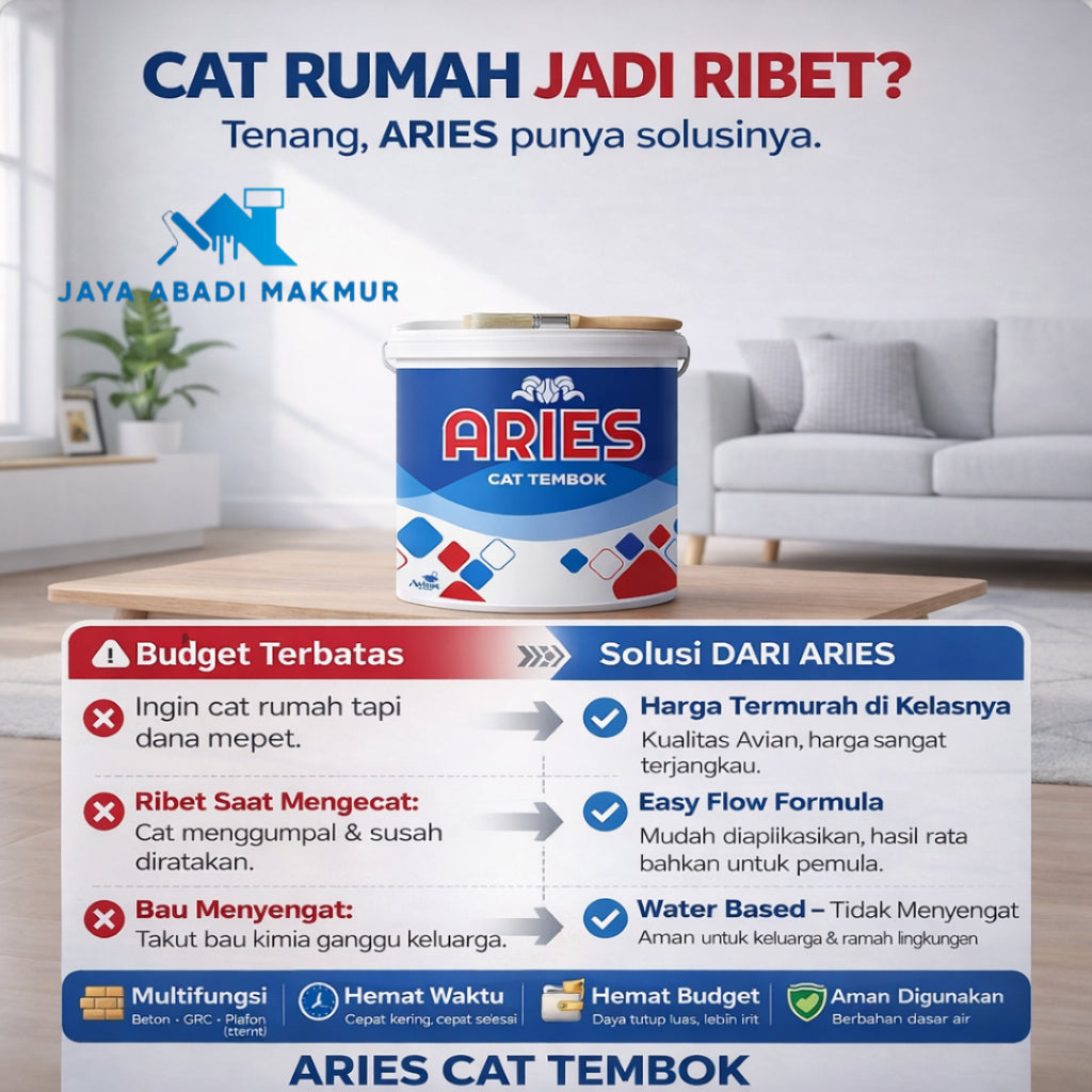 Aries Cat Tembok Interior Ekonomis 20  kg  - Cat Dinding Murah Cepat Kering