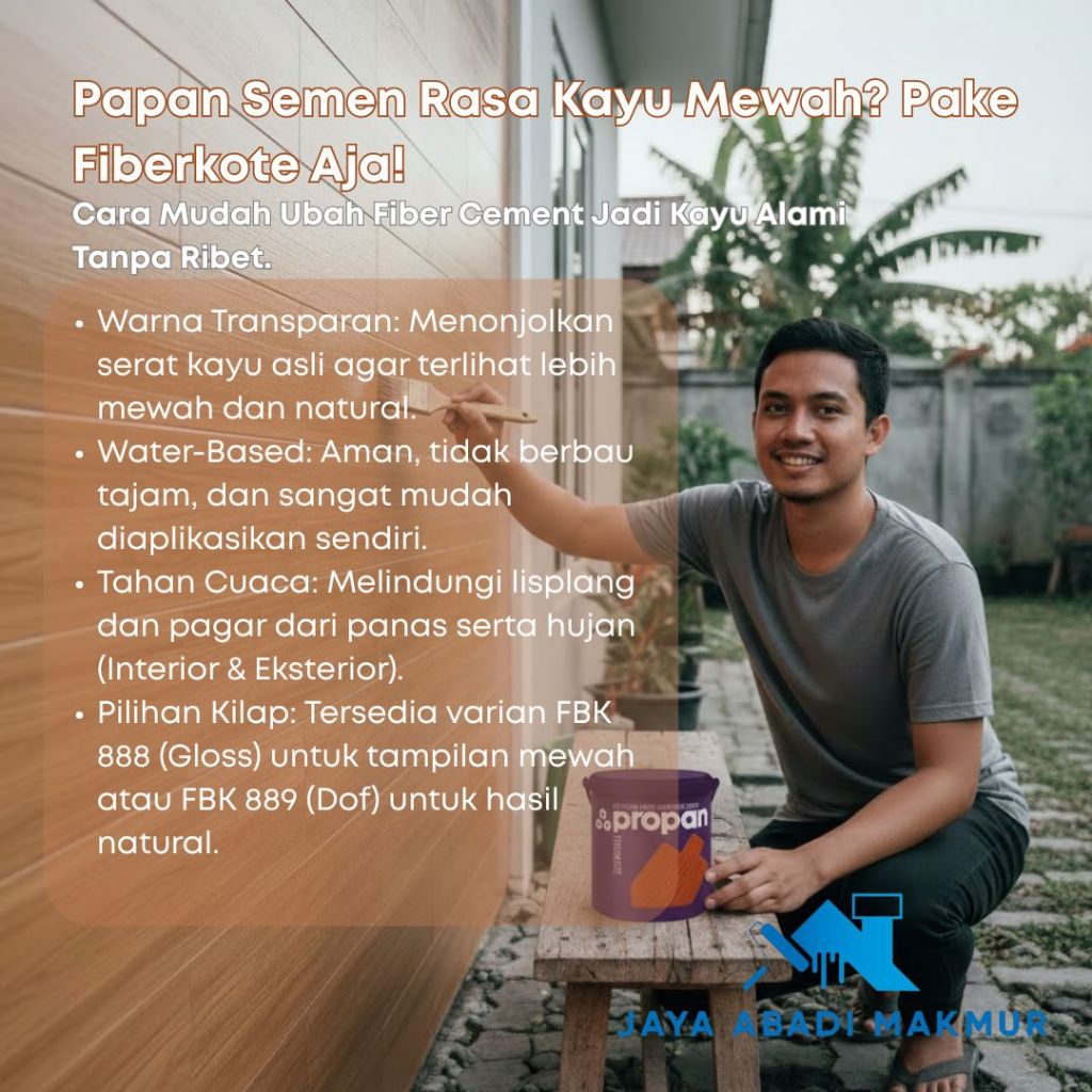 Propan Fiberkote FBK 888 889 Cat Fiber Cement Kayu Gloss Dof 1L 2.5L / Warna Ready Pack