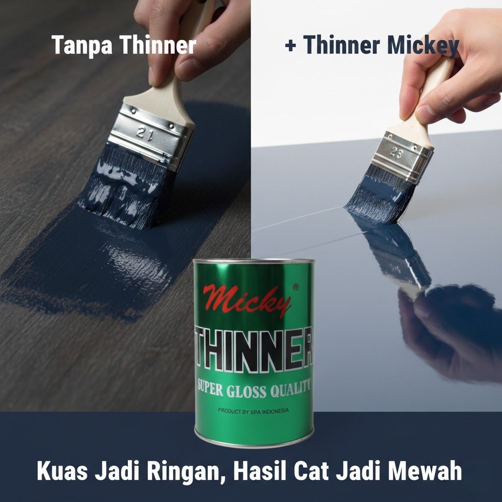 Thinner Mickey Super Hijau 1L - Pengencer Cat Besi & Kayu - Tiner High Gloss