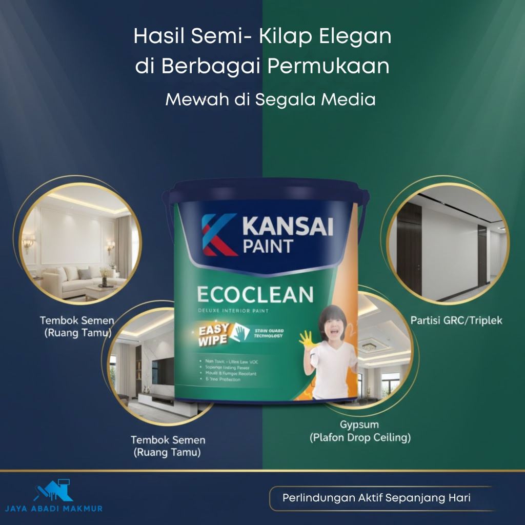 Kansai Eco Clean 2.5 Liter Cat Tembok Anti Noda Washable Semi Kilap