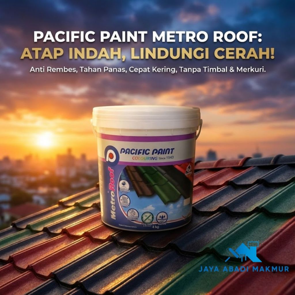 Pacific Paint MetroRoof Cat Genteng Anti Bocor & Lumut 4 kg - Semi Kilap Etalase 2