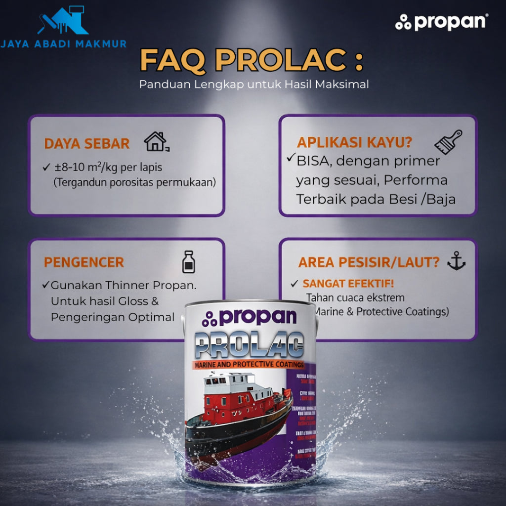 PROPAN PROLAC AKC-50600  5 Liter - Cat Besi Sintetik Cepat Kering - Topcoat Metal Anti Karat & Cuaca / Cat Kapal / Warna Custom / Propan Tinting