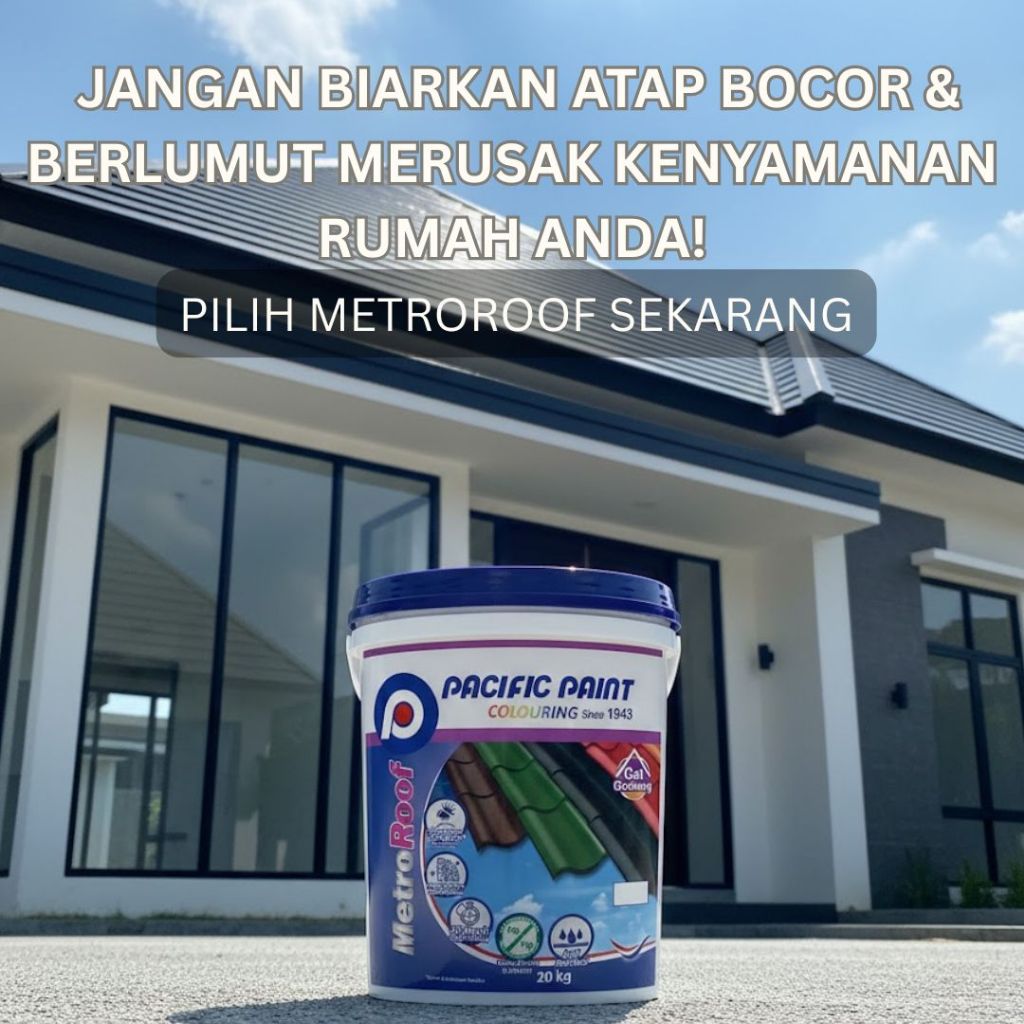 Pacific Paint MetroRoof Cat Genteng Anti Bocor & Lumut 4 kg - Semi Kilap Etalase 2